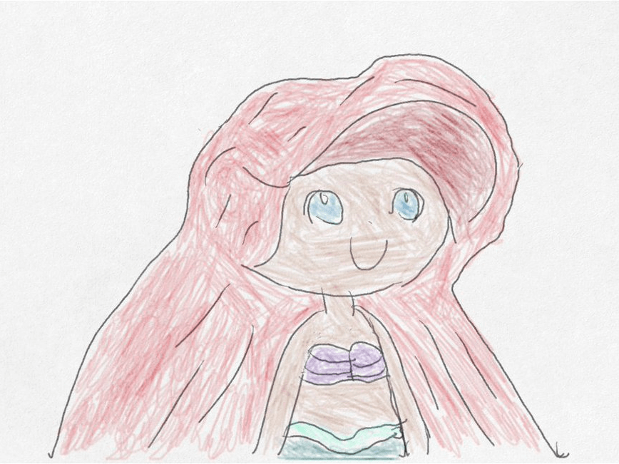 A drawing of Princess Ariel. Click through to its dedicated webpage for more description.