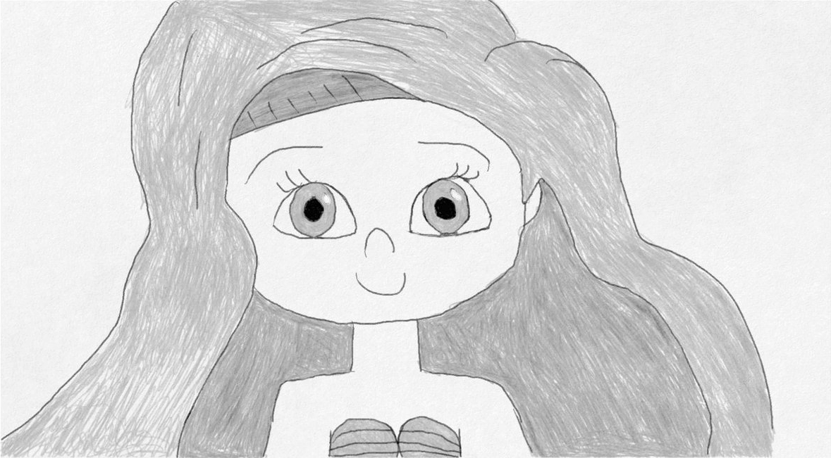 A black-and-white drawing of Princess Ariel. Click through to its dedicated webpage for more description.
