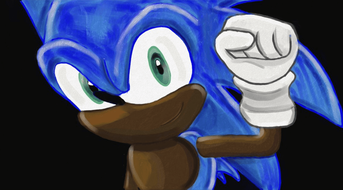Sonic with his fist raised. Click through to its dedicated webpage for a more detailed description.