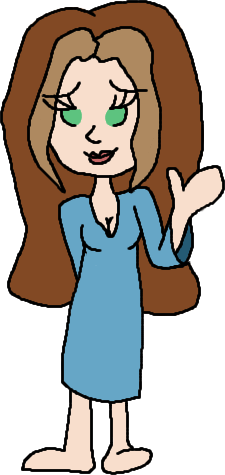 A drawing of a smiling brown-haired woman waving at the viewer. Click through to its dedicated webpage for a more detailed description.