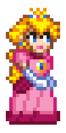 Pixel art Princess Peach. Click through to its dedicated webpage for a more detailed description.