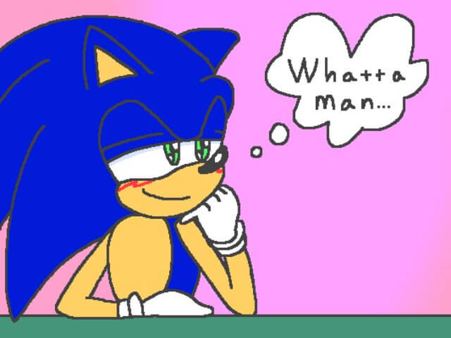 Sonic the Hedgehog thinking “Whatta man…” dreamily. Click through to its dedicated webpage for a more detailed description.