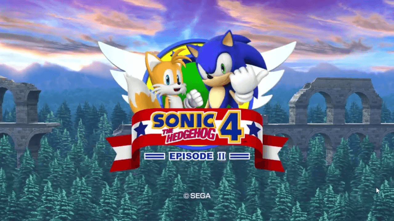 Thumbnail for Felicia and Wynne’s stream of Sonic 4 Episode 2, featuring the title screen of the game.
